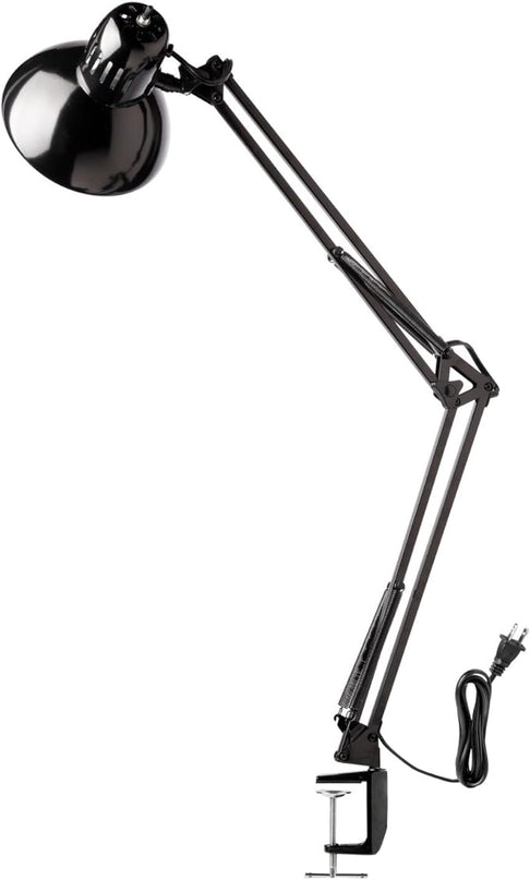 Globe Electric 12641 Architect 32" Swing-Arm Clamp-On Lamp, Black Architect, Finish, LED Bulb Included - LeafyLoom