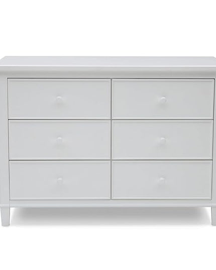 Delta Children Haven 6 Drawer Dresser, White + Perry 6-in-1 Convertible Crib - Greenguard Gold Certified, White (Bundle) - LeafyLoom