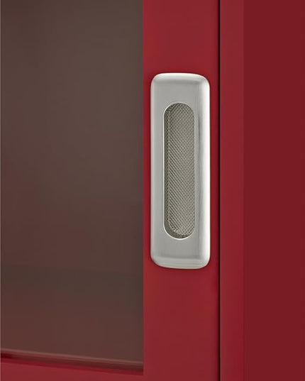 Ameriwood Home Aaron Lane Bookcase with Sliding Glass Doors, Red - LeafyLoom