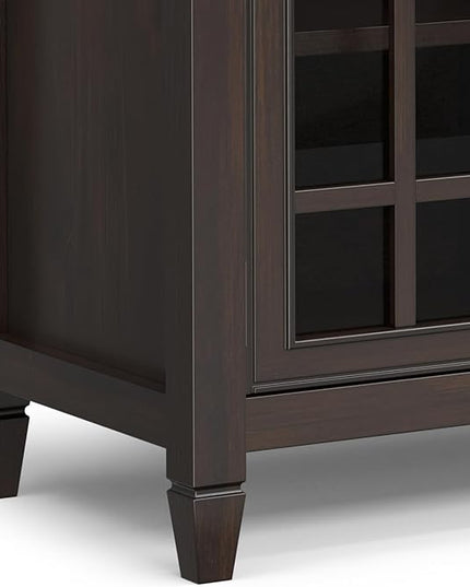 SIMPLIHOME Connaught Low Storage Cabinet, 60 inch, Chestnut Brown - LeafyLoom