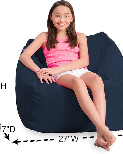 Posh Creations Structured Comfy Bean Bag Chair for Gaming, Reading, & Watching TV, Coronado Chair, Microsuede - Navy, Microsuede - Navy Blue - LeafyLoom