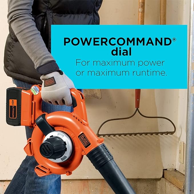 BLACK+DECKER 40V MAX Cordless Blower, Hard Surface Sweeper, Variable Speed Up To 120 MPH, with Battery and Charger (LSW36) - LeafyLoom