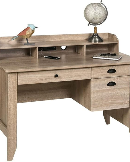 OneSpace Eleanor Executive Hutch and USB, Charger Hub, Light Oak Desk, No Size - LeafyLoom