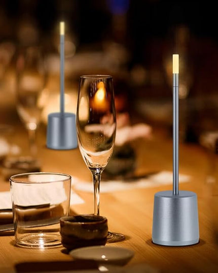 Portable LED Metal Table Lamp - 3 Level Brightness Touch Control Desk Lamps for Bedroom Nightstand,Rechargeable Battery - Ideal Bedside Lamp for Bedroom Nightstand - LeafyLoom