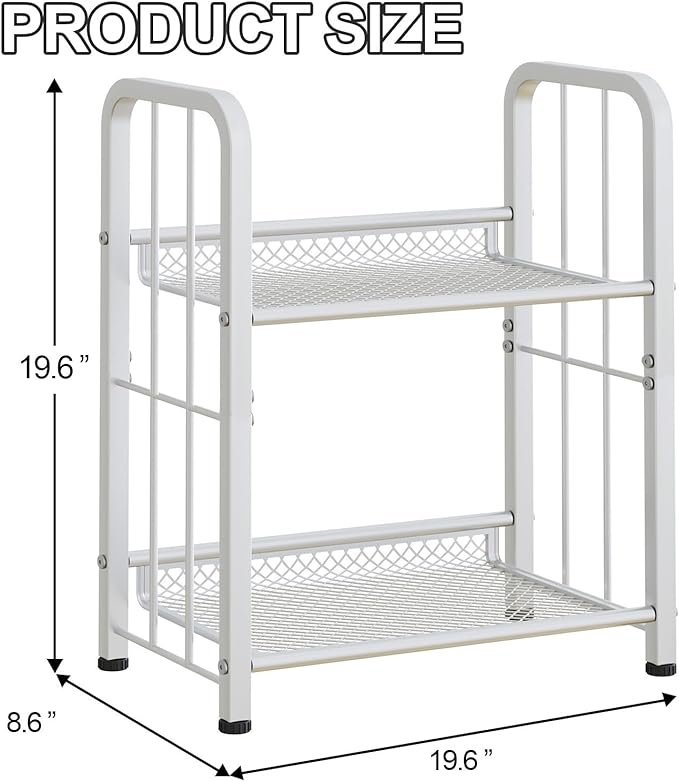 Bookshelf Storage Shelf Bookcase Freestanding Storage Stand Book Organizer for Living Room, Bedroom, Kitchen, Rust Resistance,Easy Assembly Multi-Functional Organizer (2 Tiers White) - LeafyLoom