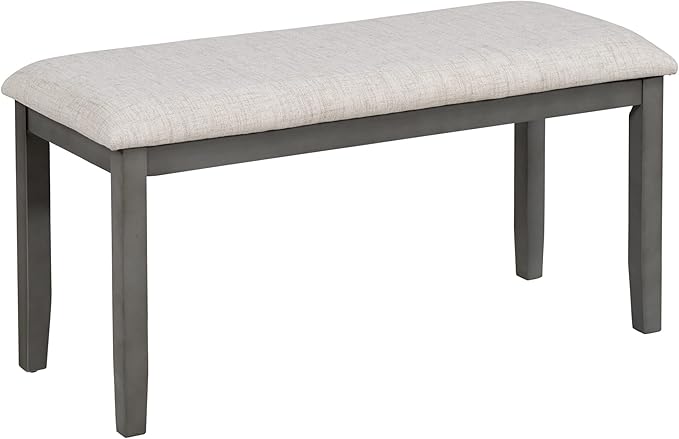 Room Piece Farmhouse Set for 6-Rustic Rectangular Wood 4 1 Bench with Comfortable Padded Cushion-Perfect for Family Gatherings and Kitchen Dining, Onesize, Grey Table+Beige Chair - LeafyLoom