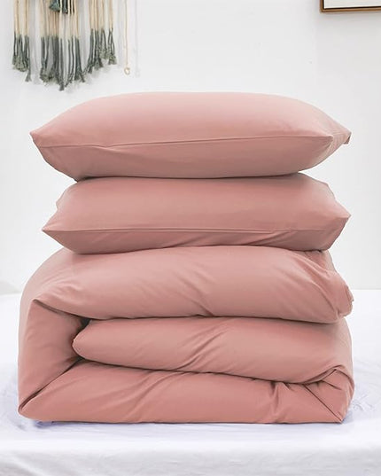 Pink Color Comforter Sets Pure Blush Color Bedding Set Women Rose Pink Comforter Set Lightweight 3 Pieces Solid Pink Blanket Girls Pink Breathable Bed Comforter Set Durable Bedding Set - LeafyLoom