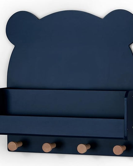 Delta Children babyGap Graham 4-in-1 Convertible Crib with Storage Drawer + Brannan Bear Bookcase with Bins + Brannan Bear Wall Shelf with 4 Hooks, Navy/Light Blue (Bundle) - LeafyLoom
