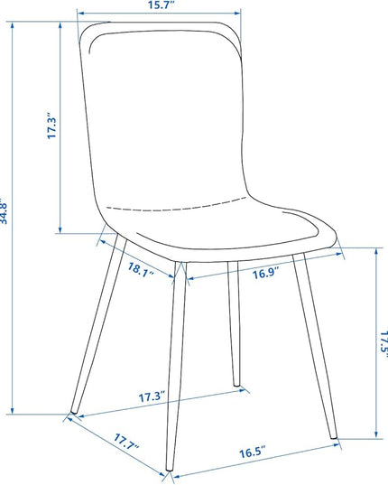 FurnitureR Dining Chairs Upholstered Set of 4, Terry Fabric Accent Side Chair Armless Mid-Back with Metal Legs for Living Room Kitchen Dining Room, Yellow - LeafyLoom