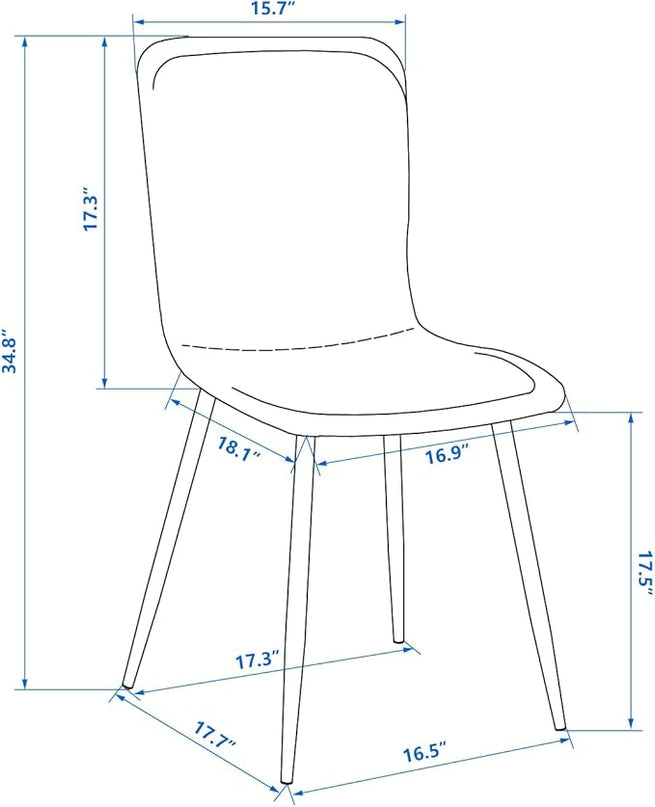 FurnitureR Dining Chairs Upholstered Set of 4, Terry Fabric Accent Side Chair Armless Mid-Back with Metal Legs for Living Room Kitchen Dining Room, Yellow - LeafyLoom