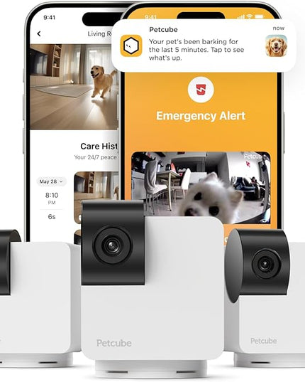 Petcube Cam 360 The Pack of 3 Camera | Ultimate Interactive WiFi Pet and Home Security Pan-Tilt Camera with Phone App, 1080p HD Video, 360° Rotation, Night Vision, Smart Alerts for Home Surveillance Petcube