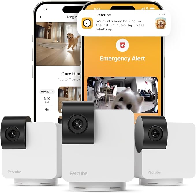Petcube Cam 360 The Pack of 3 Camera | Ultimate Interactive WiFi Pet and Home Security Pan-Tilt Camera with Phone App, 1080p HD Video, 360° Rotation, Night Vision, Smart Alerts for Home Surveillance Petcube