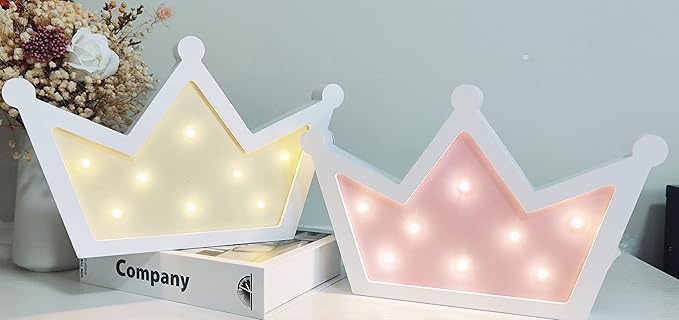 Pink Crown LED Light,Crown Lights Wall Decor,Princess Queen Kings Decoration Sign for Kids Room Home Living Room Bedroom Wedding Birthday Party Christmas - LeafyLoom