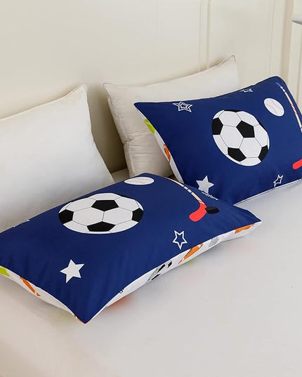 RYNGHIPY Kids Sports Theme Bedding Set, Basketball Football Baseball Tennis Print Comforter Set for Teens Boys Girls, Super Soft Lightweight (Balls,Queen) - LeafyLoom