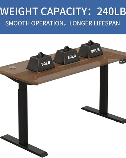 Dual Motor Electric Standing Desk - 63 x 30 Inch Adjustable Height Sit Stand Computer Desk with Splice Board, Stand Up Desk Table for Home Office, Rustic Brown Top(with Radian) - LeafyLoom