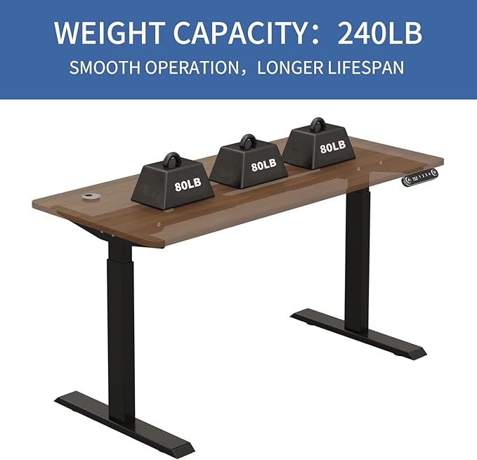 Dual Motor Electric Standing Desk - 63 x 30 Inch Adjustable Height Sit Stand Computer Desk with Splice Board, Stand Up Desk Table for Home Office, Rustic Brown Top(with Radian) - LeafyLoom
