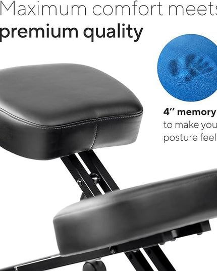 Luxton Home Ergonomic Kneeling Chair with Memory Foam Layer - Improves Posture - Adjustable Stool for Home and Office - Thick Comfortable Cushions - LeafyLoom