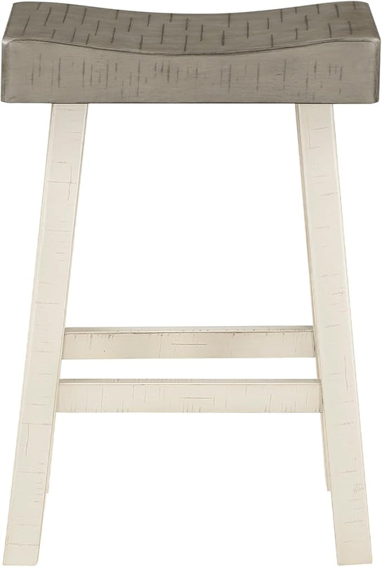 Lexicon Bar Table Set for 3, Small Kitchen table set Kitchen Island Table with 3 Saddle Bar Stools, 4 Piece Dining Table Set for Breakfast Nook, Living Room, Apartment, Counter Height, White/Coffee - LeafyLoom