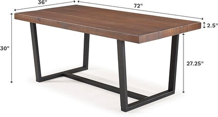 Walker Edison Andre Modern Solid Wood Dining Table, 72 Inch, Mahogany - LeafyLoom