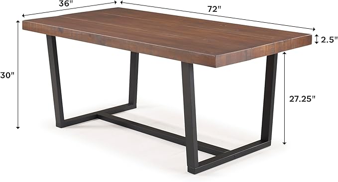 Walker Edison Andre Modern Solid Wood Dining Table, 72 Inch, Mahogany - LeafyLoom