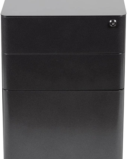 Flash Furniture Warner Modern 3-Drawer Mobile Locking Filing Cabinet with Anti-Tilt Mechanism and Hanging Drawer for Legal & Letter Files, Black - LeafyLoom