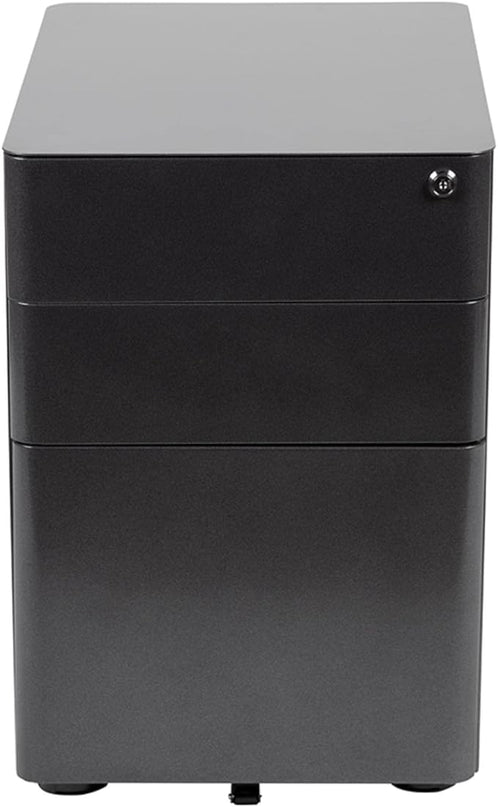 Flash Furniture Warner Modern 3-Drawer Mobile Locking Filing Cabinet with Anti-Tilt Mechanism and Hanging Drawer for Legal & Letter Files, Black - LeafyLoom