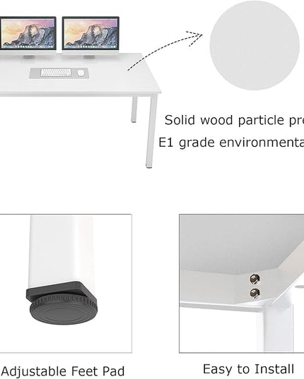 SogesGame Computer Desk, 63 inches Office Desk Computer Table Study Writing Desk Workstation for Home Office, White - LeafyLoom