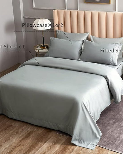 Bed Sheet Set - Brushed Microfiber Bedding - Bedding Sheets & Pillowcases - Deep Pockets - Easy Fit - Breathable & Cooling Sheets - 4 Piece California King Light Gray - LeafyLoom