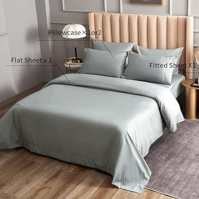 Bed Sheet Set - Brushed Microfiber Bedding - Bedding Sheets & Pillowcases - Deep Pockets - Easy Fit - Breathable & Cooling Sheets - 4 Piece California King Light Gray - LeafyLoom