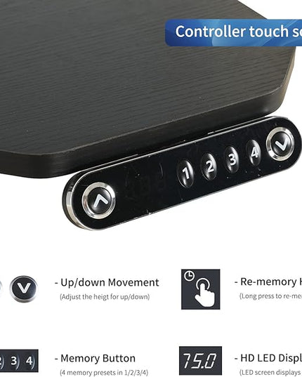 Adjustable Height L-Shaped Electric 59 Inch Sit-Stand Computer Desk with 3 Splice Boards, Lockable Casters-Ideal for Home Office, 59Inch, Black - LeafyLoom
