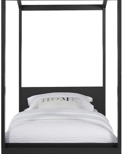 Delta Children Poppy House Wood Twin Bed, Platform Bed - No Box Spring Needed, Midnight Grey - LeafyLoom