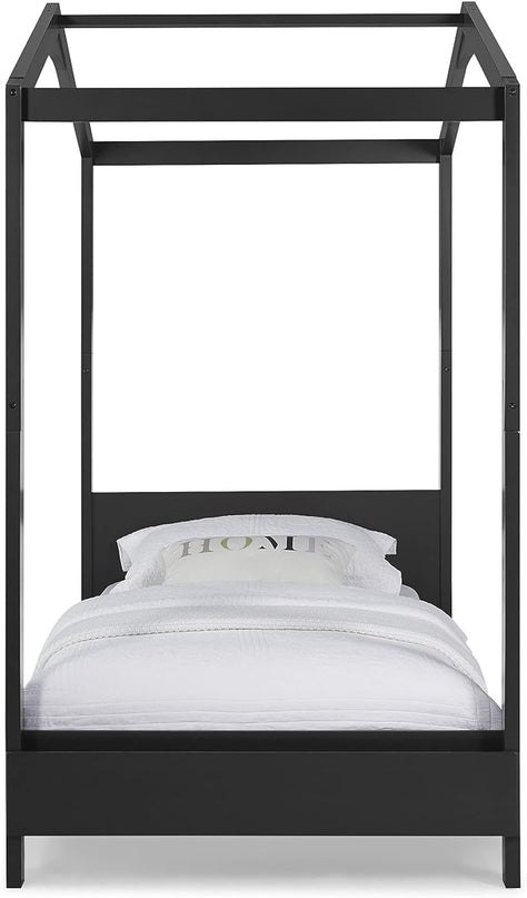 Delta Children Poppy House Wood Twin Bed, Platform Bed - No Box Spring Needed, Midnight Grey - LeafyLoom