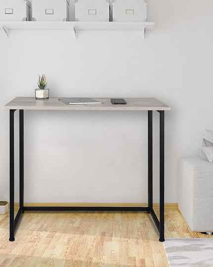 Leopard Outdoor Products Folding Computer Desk for Small Spaces, Space-Saving Home Office Desk, Foldable Computer Table, Laptop Table, Writing Desk, Compact Study Reading Table (Black/Greige) - LeafyLoom