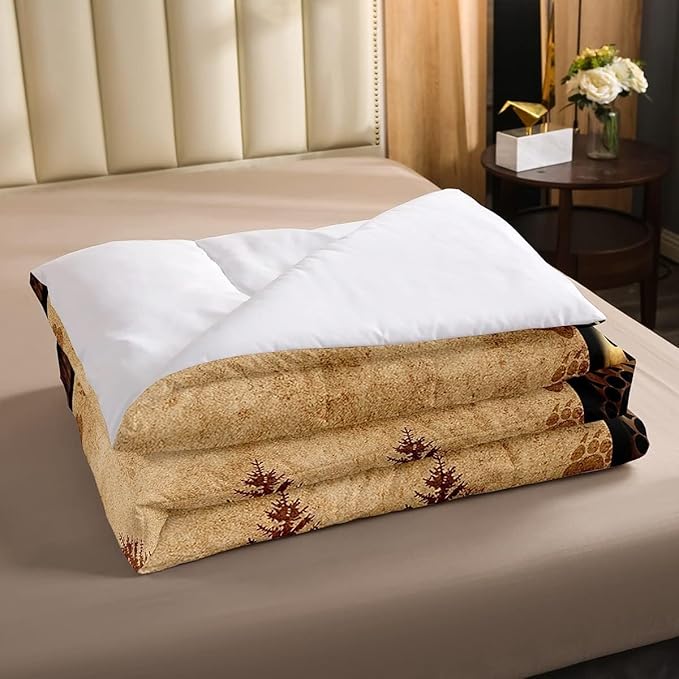 Bear Comforter Set King Size Farmhouse Wild Animal Comforter Retro Bear Family Bedding Set for Kids Boys Girls Brown Bear Paws Duvet Set Rustic Bedroom Decor Quilted Set 3Pcs - LeafyLoom