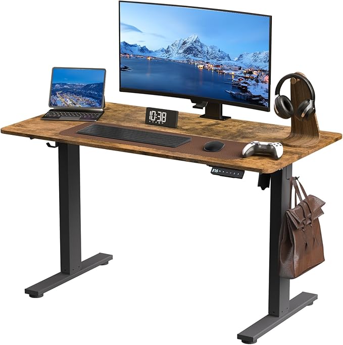 Electric Standing Desk Height Adjustable - 40 x 24 Inches Sit Stand up Desk & Memory Preset Ergonomic Rising Desks for Work, Home Office Workstation Gaming Rising Desk Study Table - LeafyLoom