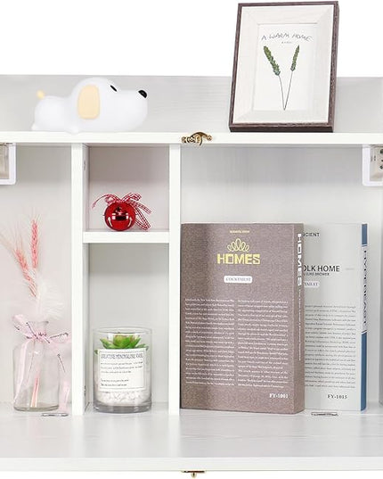 YUSING Wall Mounted Table, Multifunctional Fold Down Wall Mounted Laptop Computer Desk with Storage Compartments for Home, Office, White - LeafyLoom