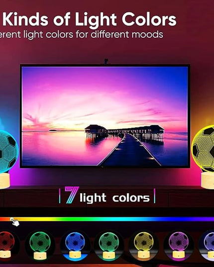 Soccer Gifts Light, Soccer 3D Illusion Lamp Best Gifts for Teen Boys Night Light for Kids Bedroom Room, Football Decor with Remote Control 7 Colors Changing Lights for Birthday, Halloween, Xmas Gift - LeafyLoom