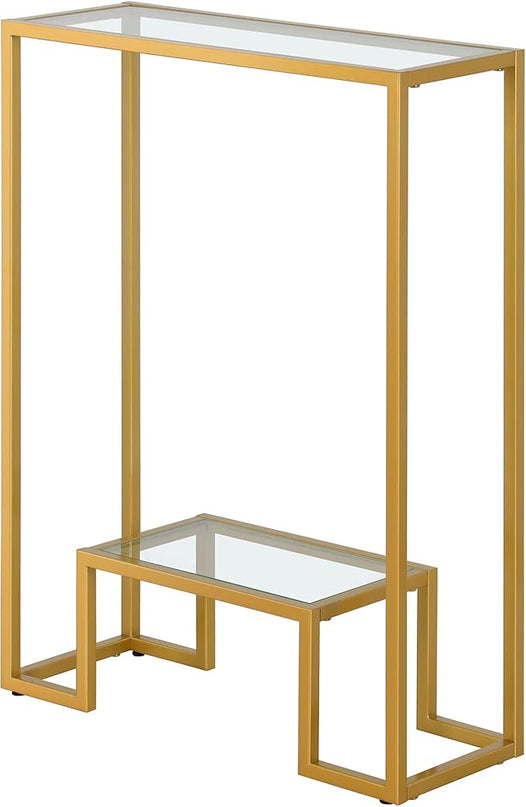 Henn&Hart 22" Wide Rectangular Console Table in Brass, Entryway Table, Accent Table for Living Room, Hallway - LeafyLoom
