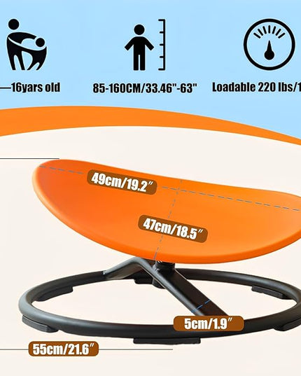 Autism Kids Swivel Chair,Spin Sensory Chair,Kids Spinning Chair,Sit Spin Training Body Coordination,Metal Base Non-Slip Small Desk Chair (Orange) - LeafyLoom