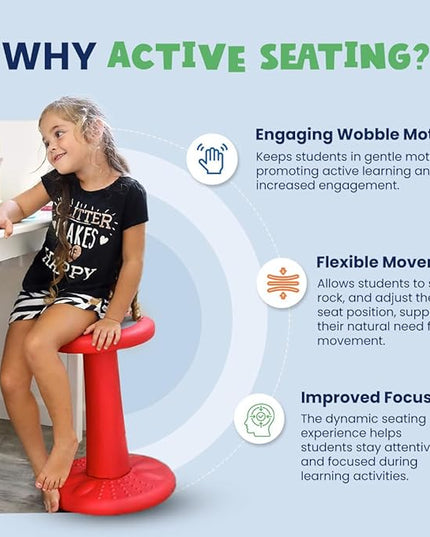 Studico ActiveChairs Kids Wobble Stool, Flexible Classroom Seating improves Focus, Posture & helps ADHD/ADD. Get The Wiggles out Active Fidget Chairs, Preschool | Elementary 14" Chair, Ages 3-7, Gray - LeafyLoom