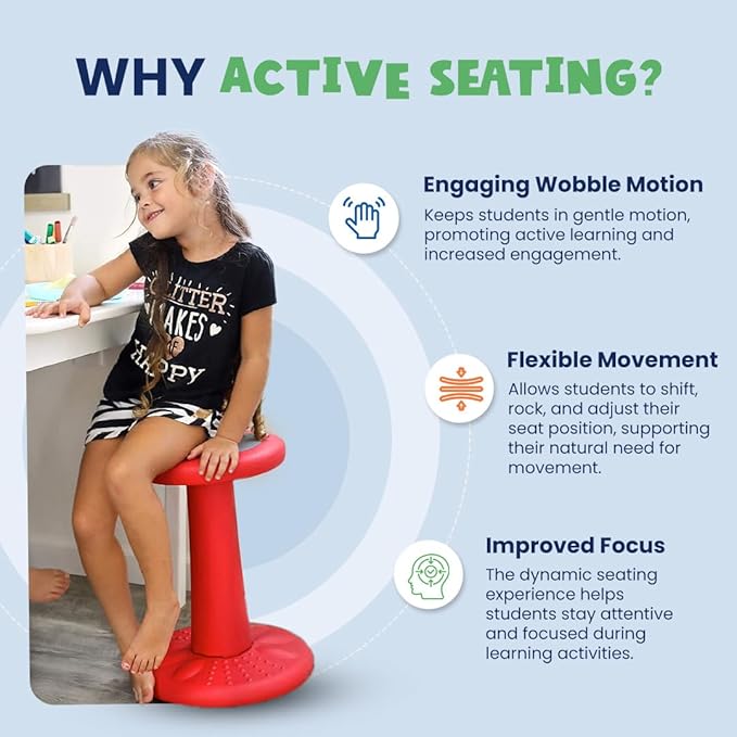 Studico ActiveChairs Kids Wobble Stool, Flexible Classroom Seating improves Focus, Posture & helps ADHD/ADD. Get The Wiggles out Active Fidget Chairs, Preschool | Elementary 14" Chair, Ages 3-7, Gray - LeafyLoom