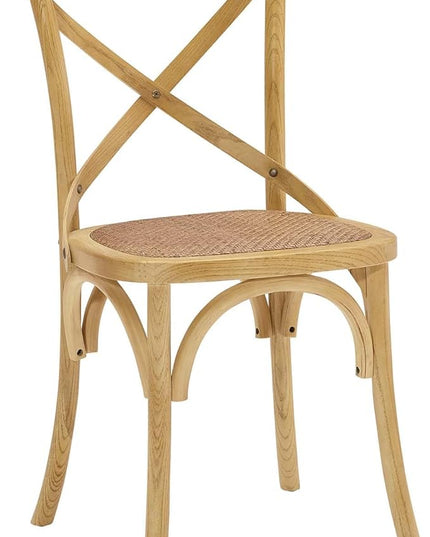 Modway Gear Rustic Modern Farmhouse Elm Wood Rattan Four Dining Chairs in Natural - LeafyLoom