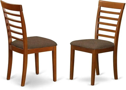 East West Furniture Dublin 3 Piece Set Contains a Round Dining Room Table with Dropleaf and 2 Linen Fabric Upholstered Kitchen Chairs, 42x42 Inch, Saddle Brown - LeafyLoom