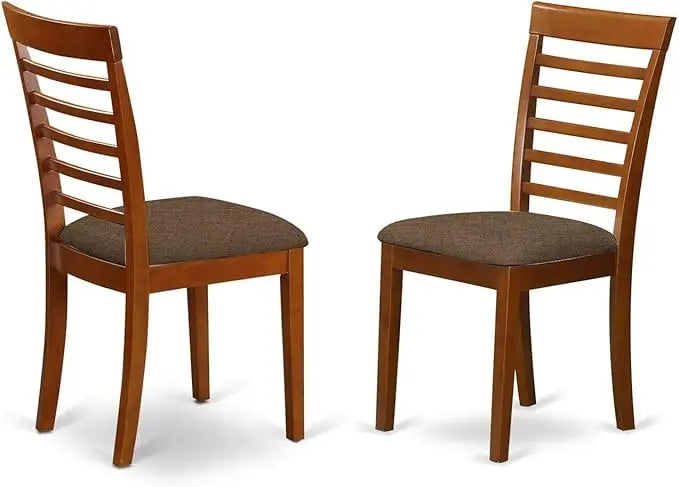 East West Furniture Dublin 3 Piece Set Contains a Round Dining Room Table with Dropleaf and 2 Linen Fabric Upholstered Kitchen Chairs, 42x42 Inch, Saddle Brown - LeafyLoom