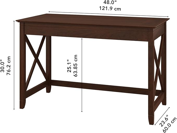 Bush Furniture Key West Writing Table for Home Office | Small Modern Farmhouse Desk, 48W, Bing Cherry - LeafyLoom