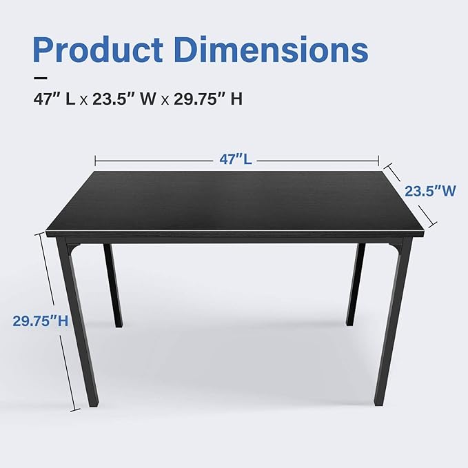 YSSOA 40/47 Inch Computer, Modern Simple Style Home Office, Study Student Writing, Vintage Wooden Desk, Black-Thickened - LeafyLoom