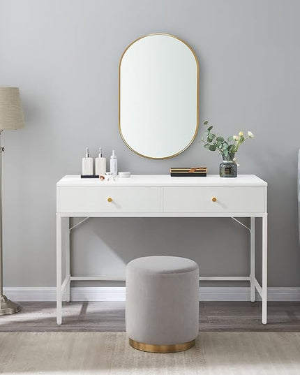 SUPERJARE Vanity Desk with Drawers, 47 inch Computer Desk, Modern Simple Home Office Desks, Makeup Dressing Table for Bedroom - White - LeafyLoom