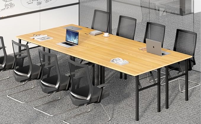 SDHYL Folding Desk, 60inch No Assembly Folding Desks for Small Spaces Sturdy Computer Desk, Functional Home Office Desks, Study Writing Desk Office Table Workstation for Home Office, Oak - LeafyLoom