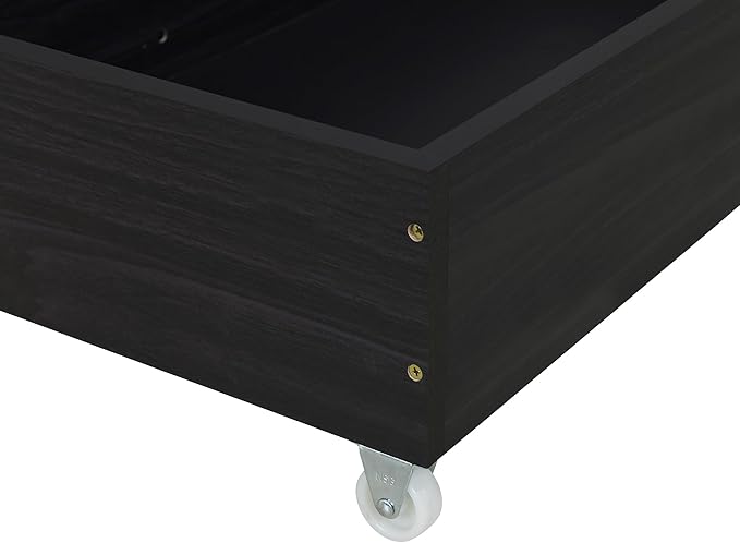 RITSU Queen Size Modern Upholstered Platform Bed with LED Bedframe and 4 Drawers Storable, Rivet-Decorated Headboard, No Box Spring Required, for Living Room, Apartment, Gray - LeafyLoom
