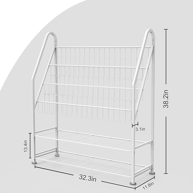 Kids Bookshelf Freestanding for Children Room 32 Inches White Metal Bookcase Large Capacity Books Toys Organizer Stable 5 Tiers Kids Book Rack for Playroom Bookstore Library. - LeafyLoom